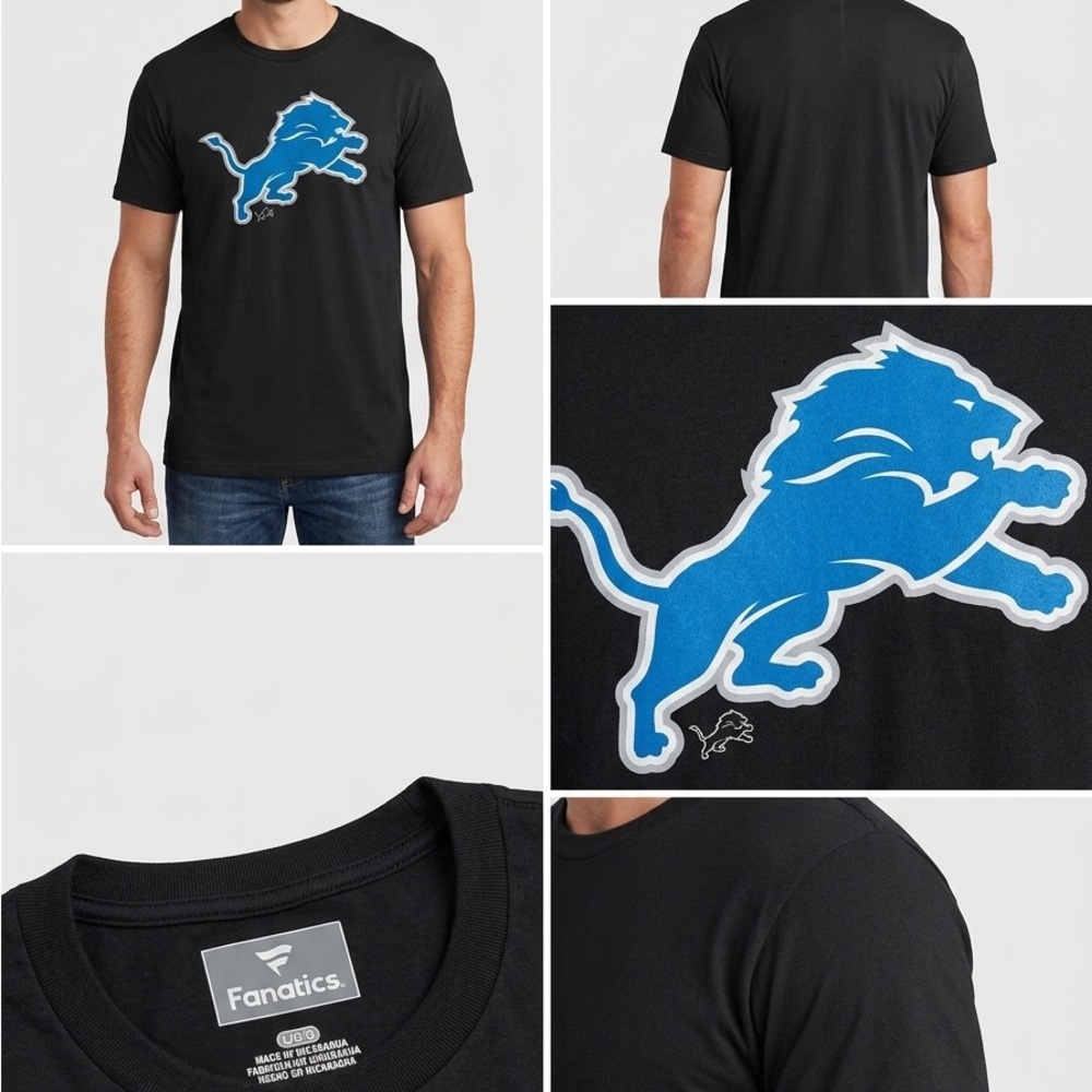 Fanatics Men's Black Detroit Lions Logo T-Shirt